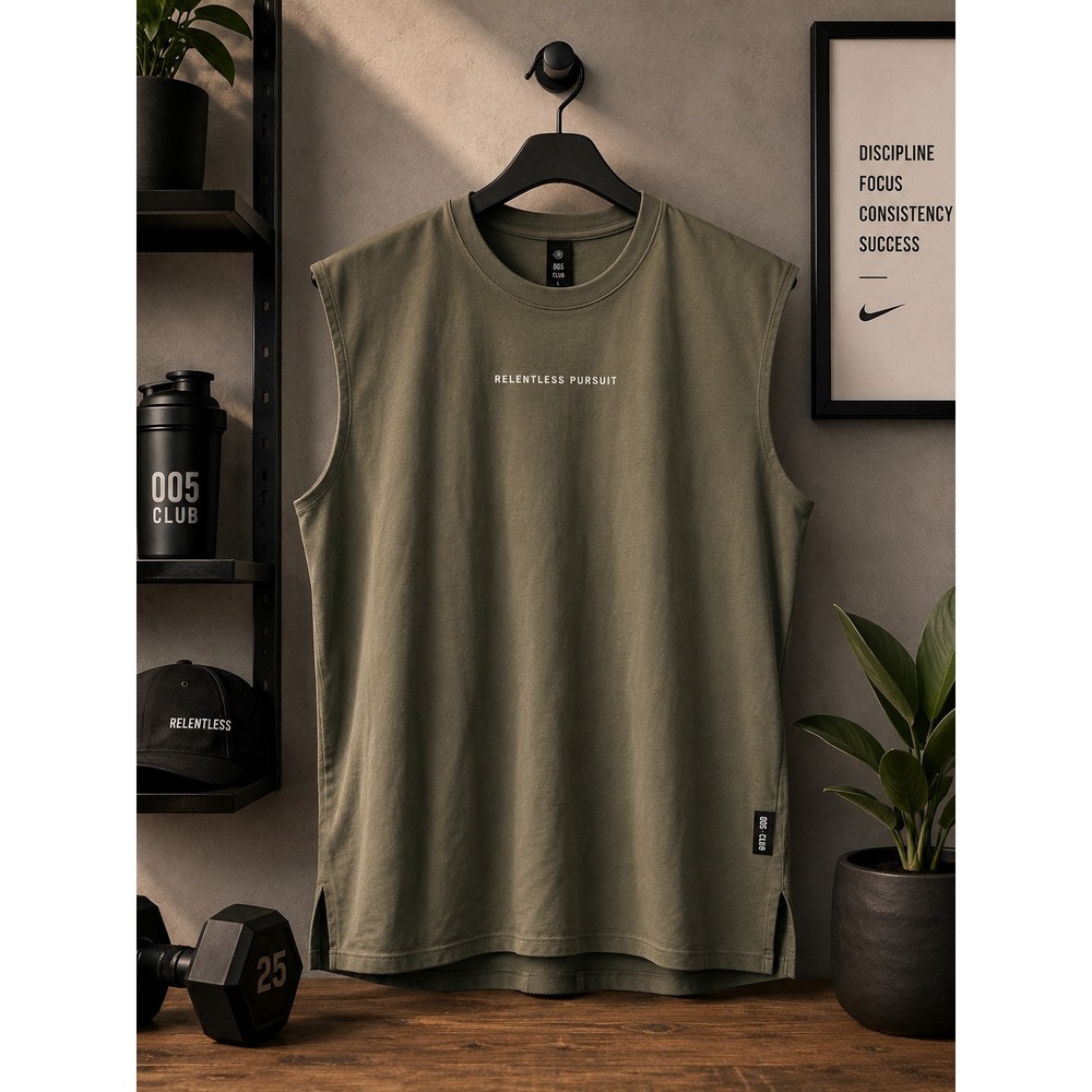 ASRV Relentless Pursuit Sleeveless Training Top Mens Large Olive Green DSG-0515